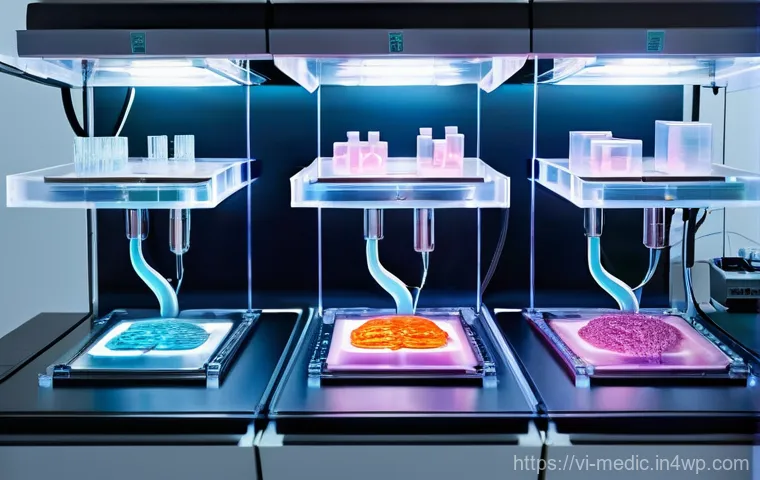 바이오프린팅의 의료 분야 적용 사례 - **Prompt 1: The Miracle of Organ Bioprinting**
    A highly detailed, realistic image of an advanced...