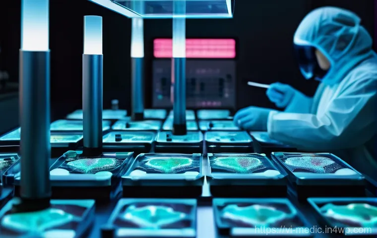 바이오프린팅의 의료 분야 적용 사례 - **Prompt 2: Advanced Skin Regeneration for Healing**
    A close-up, high-definition shot of a patie...