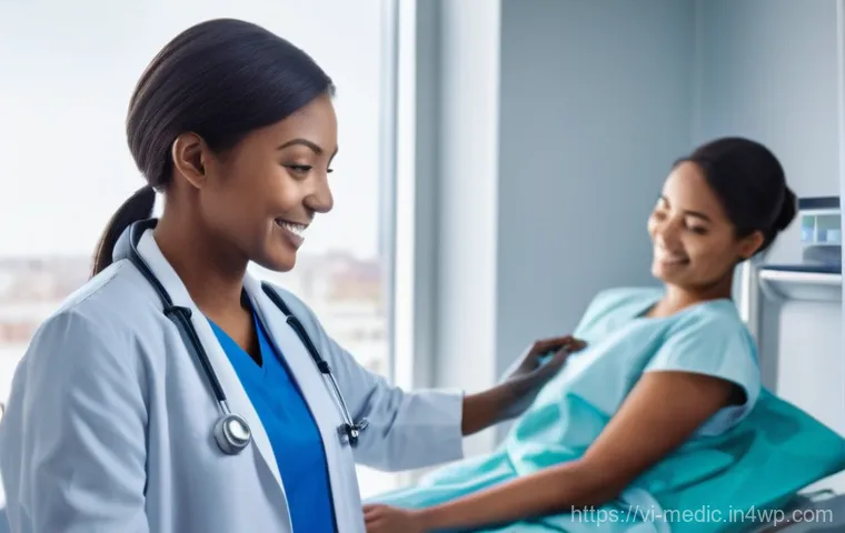 바이오프린팅으로 제작한 인공 피부의 응용 - **Prompt:** A heartwarming and optimistic scene in a modern hospital room. A young adult patient, pe...