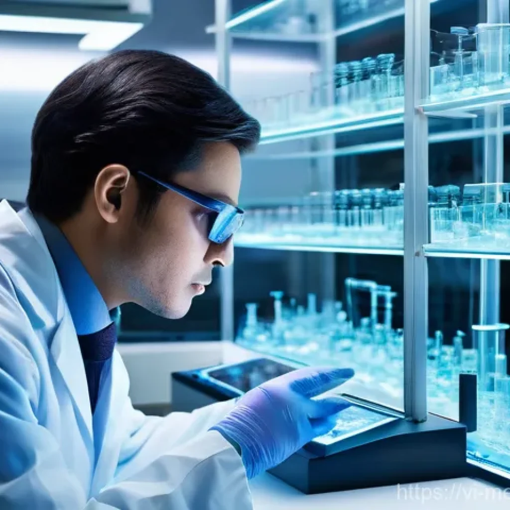 바이오프린팅을 통한 신약 개발의 혁신 - **Prompt:** A highly detailed and futuristic biomedical laboratory setting. In the foreground, a clo...