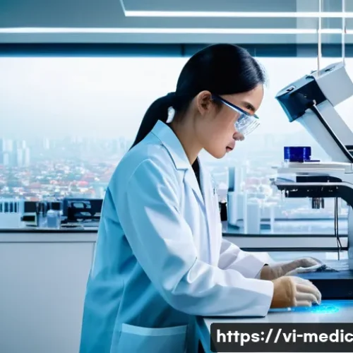 바이오프린팅이 주는 환자 맞춤형 치료의 가능성 - A futuristic biomedical laboratory scene in Vietnam featuring advanced bio-printing technology activ...