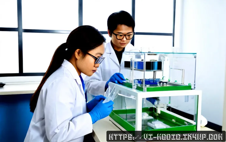 Home 17 바이오프린팅의 글로벌 협력 사례 - Photorealistic biomedical research collaboration in a modern Hanoi laboratory, Vietnamese scientist ...